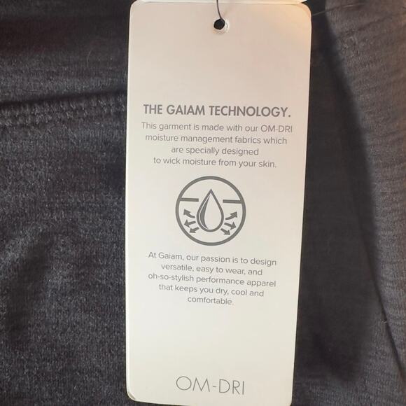NWT Gaiam Om High Rise Porkchop Cuffed Leggings Size XL Drawstring Black Heather - Picture 8 of 11